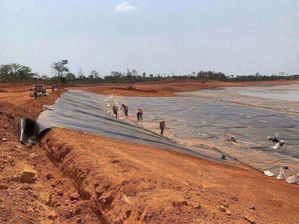 Geomembrane for mining heap leach tailing